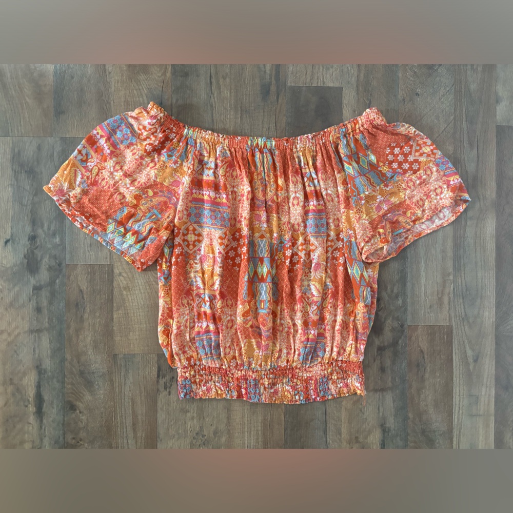 Christian Siriano Orange Floral Top